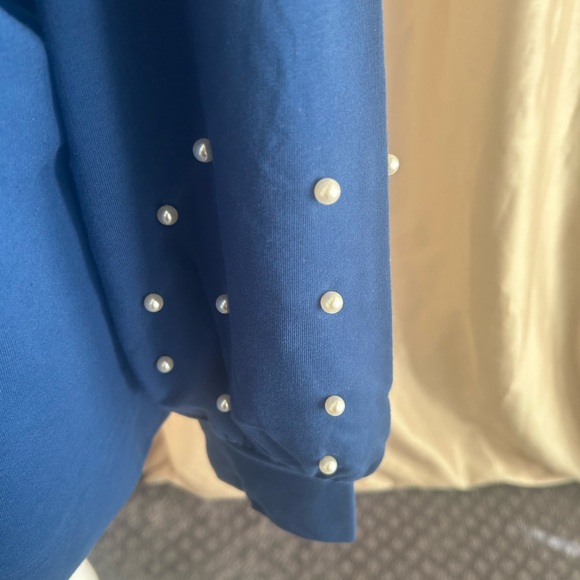 New JingleBelles Kim Gravel Uptown Pearls Blouson Sleeve Sweatshirt Indigo XL - Picture 6 of 9